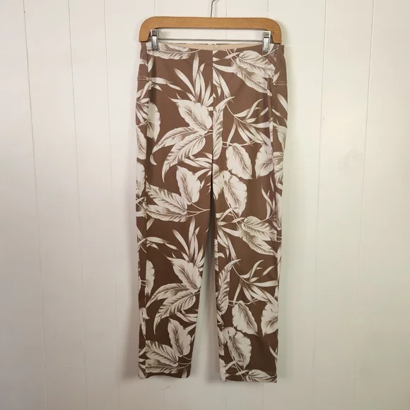 Joseph Ribkoff Palm Pull On Stretchy Capri Pants Brown Neutral Summer Size 8 - Picture 4 of 12